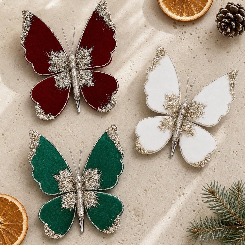 Flocking Artificial Glitter Butterfly DIY Butterfly Tree Hanging Decor Party Decor