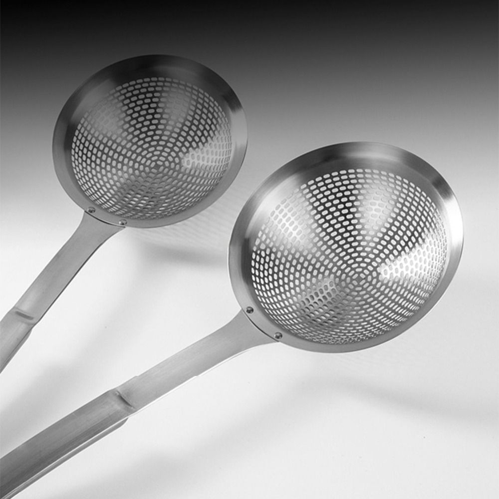 Stainless Steel Kitchen Draining Scoop Fine Holes Oil Colander Spoon Pasta Drainage