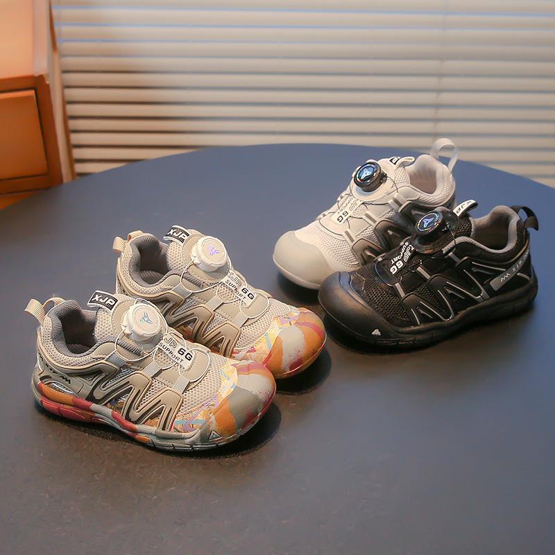 New children's sports shoes 2025 spring and autumn girls casual shoes classmates mesh shoes rotating button boys shoes