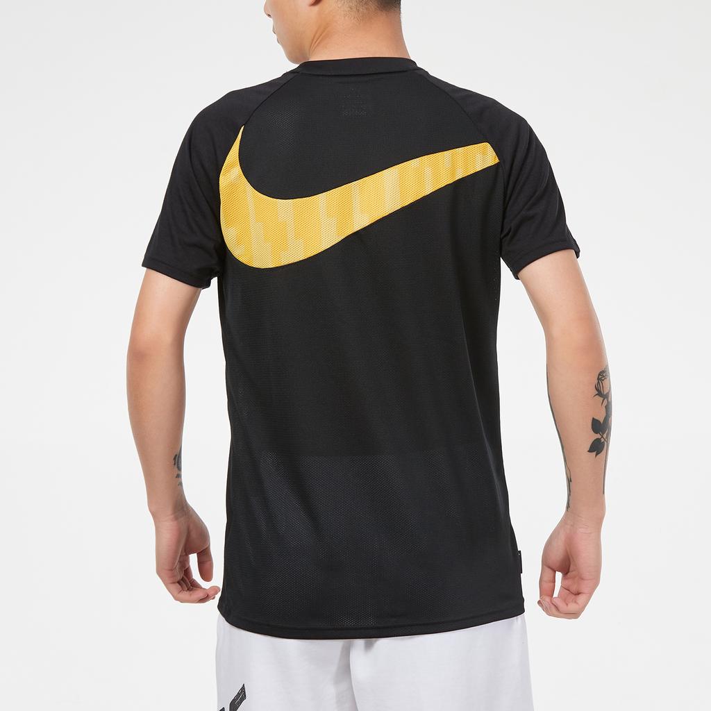 Nike Dri-FIT Academy Print Quick-Dry Short Sleeve Soccer T-Shirt Men Tops Black CZ0983-010