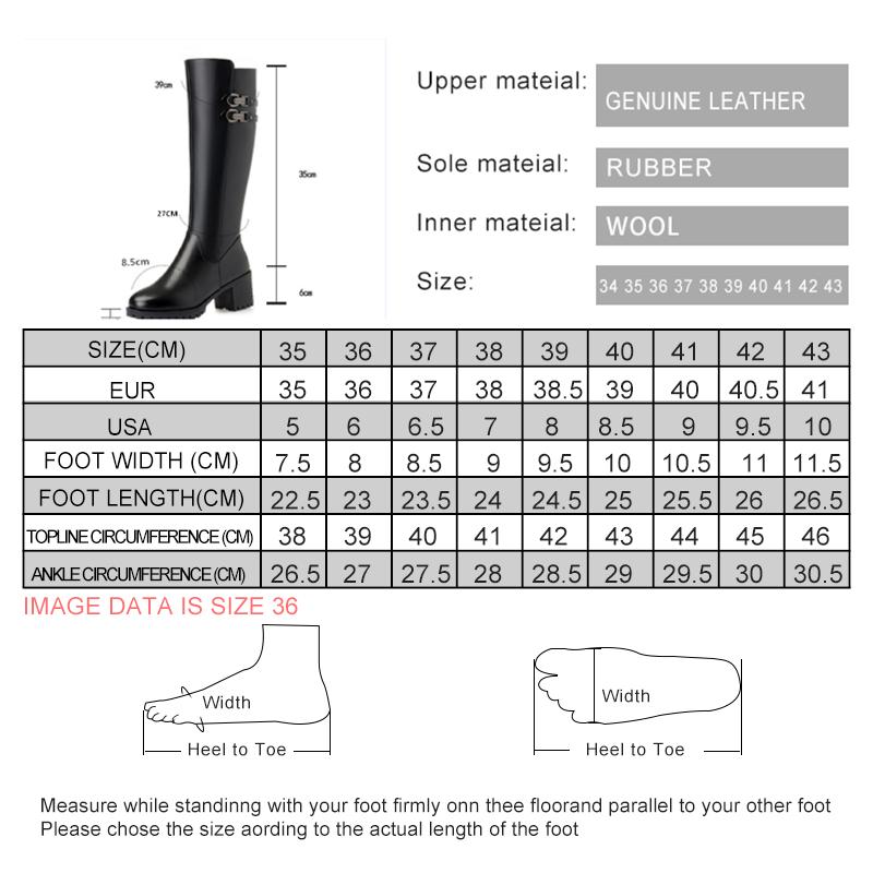 Fashion AIYUQI Women Genuine Leather Winter Wool 2025 New High Heel High Boots Big Size 41 42 43 Warm Snow Boots Women
