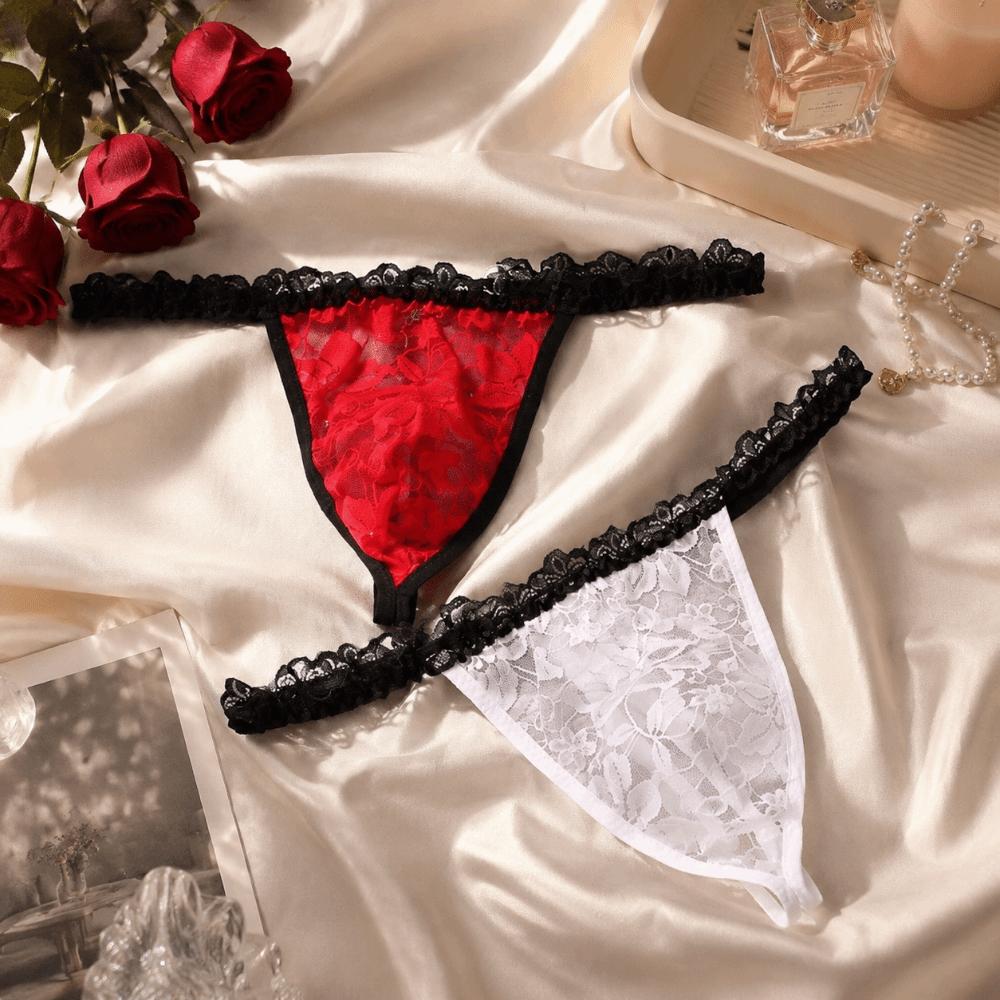 Hollow Out Men Underwear Transparent Triangle Panties Simple Men's Thong Exotic