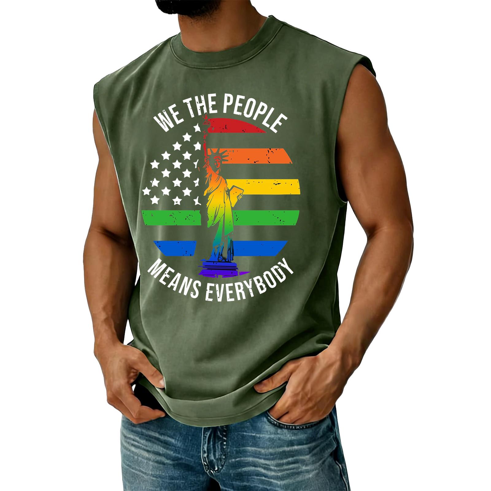 Men s Casual Independence Day Printed Tank Top XXXXXL