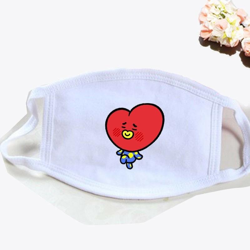 Kpop Bts Atmungsaktive Baumwollmischung Gesichtsmaske Mit Cartoon-Druck Für Täglichen Sonnenschutz