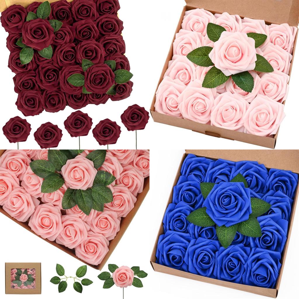 Fleur Rose en Mousse Accessoires de Centre de Table de Mariage Avec Tige Pour Décoration Intérieure et Extérieure