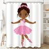 Pink Ballet Dress Shower Curtain Cute Girl Ballerina Wall Decor for Kids Bathroom Cartoon Print Waterproof Fabric Size: 72x84 (1