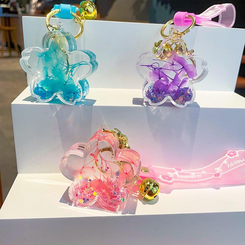 Charming Acrylic Keychain With Sakura Petals Oil Pendant Perfect For Gifts