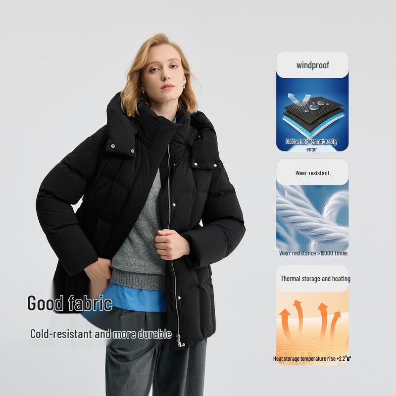 BINJORA Women's 2025 Winter Detachable Hood 95% Duck Down Puffer Jacket J5400DI60