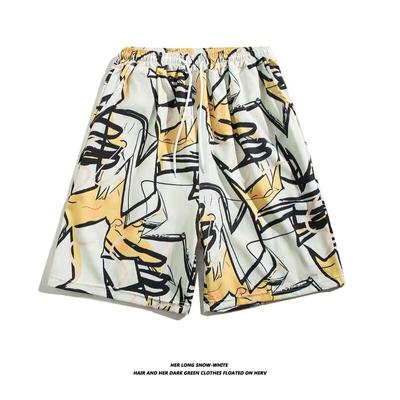 Ice Silk Cool Hawaiian Beach Shorts Men'S Summer Thin Design Japanese Retro American Trendy Brand Casual Five Quarter Pants