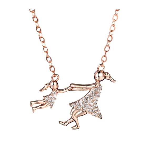 

Mother Daughter Necklace for Mom Sparkling Rhinestone Girl Mom Pendant Necklace Mother s Day Gift from Daughter розового золота