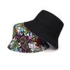 Double Sided Outdoor Sun Hat Hip-Hop Cap Fishing Fisherman Graffiti Hat Men Women Animal Letter Print Panama Bucket Hats