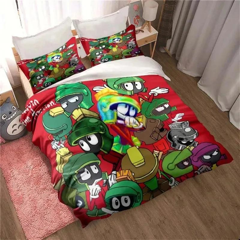 3D Print Marvin the Martian Cartoon Bedding Set Double Twin King Duvet Cover Comforter Pillowcase Boys Girls Adults Bedroom