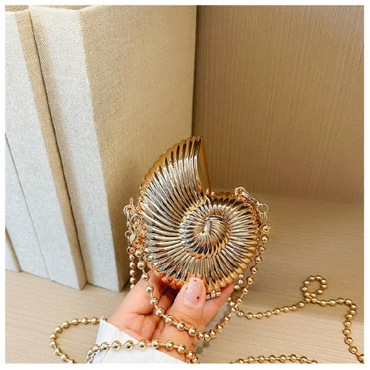 Womens Conch Shape Purse Elegant Acrylic Evening Bag with Chain Strap Crossbody Shoulder Small Handbag for Wedding Party