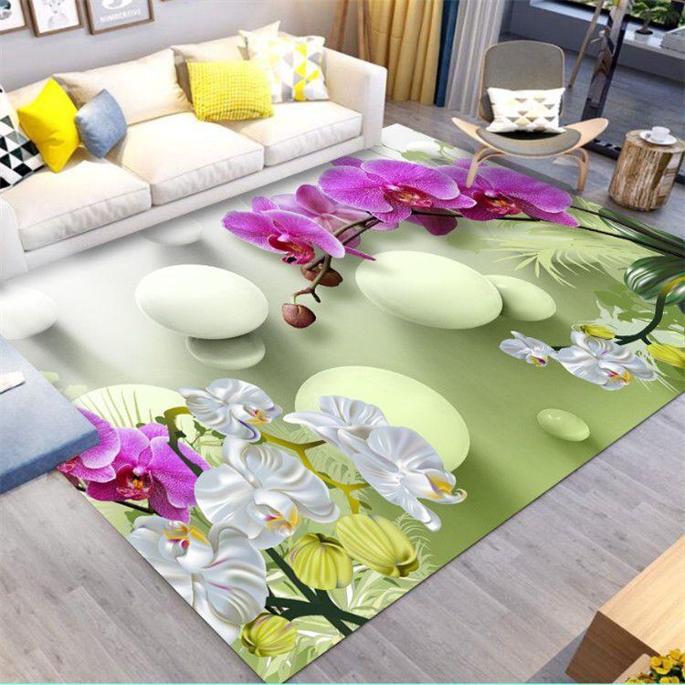 Flower Living Room Carpet Tea Table Carpet Room Home Use Stain Resistant Floor Mat Bedroom Bedside Carpet