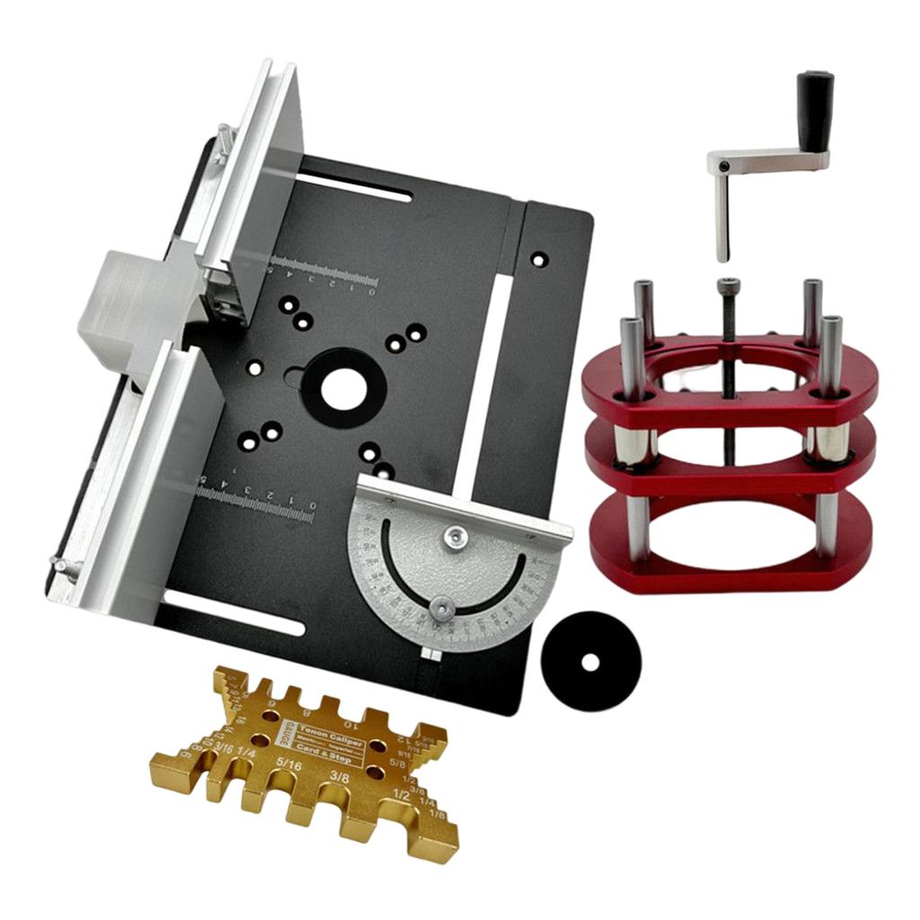 Router Lift Kit W/ Aluminum Router Plate for 65mm Diameter Motors Woodworking Router Table Workbench Trimmer Engraving Machine