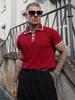 Polo ajusté à manches courtes côtelé pour homme, Haut en maille décontracté tendance
