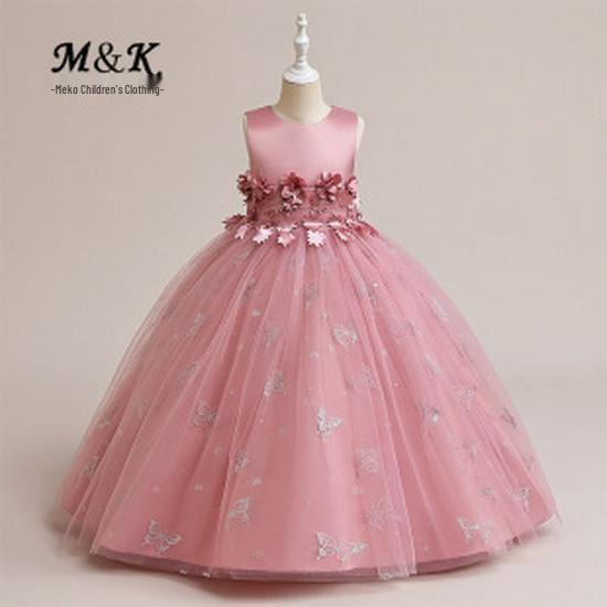2026 Girls' Formal Mesh Princess Long Dress for Parties and Shows