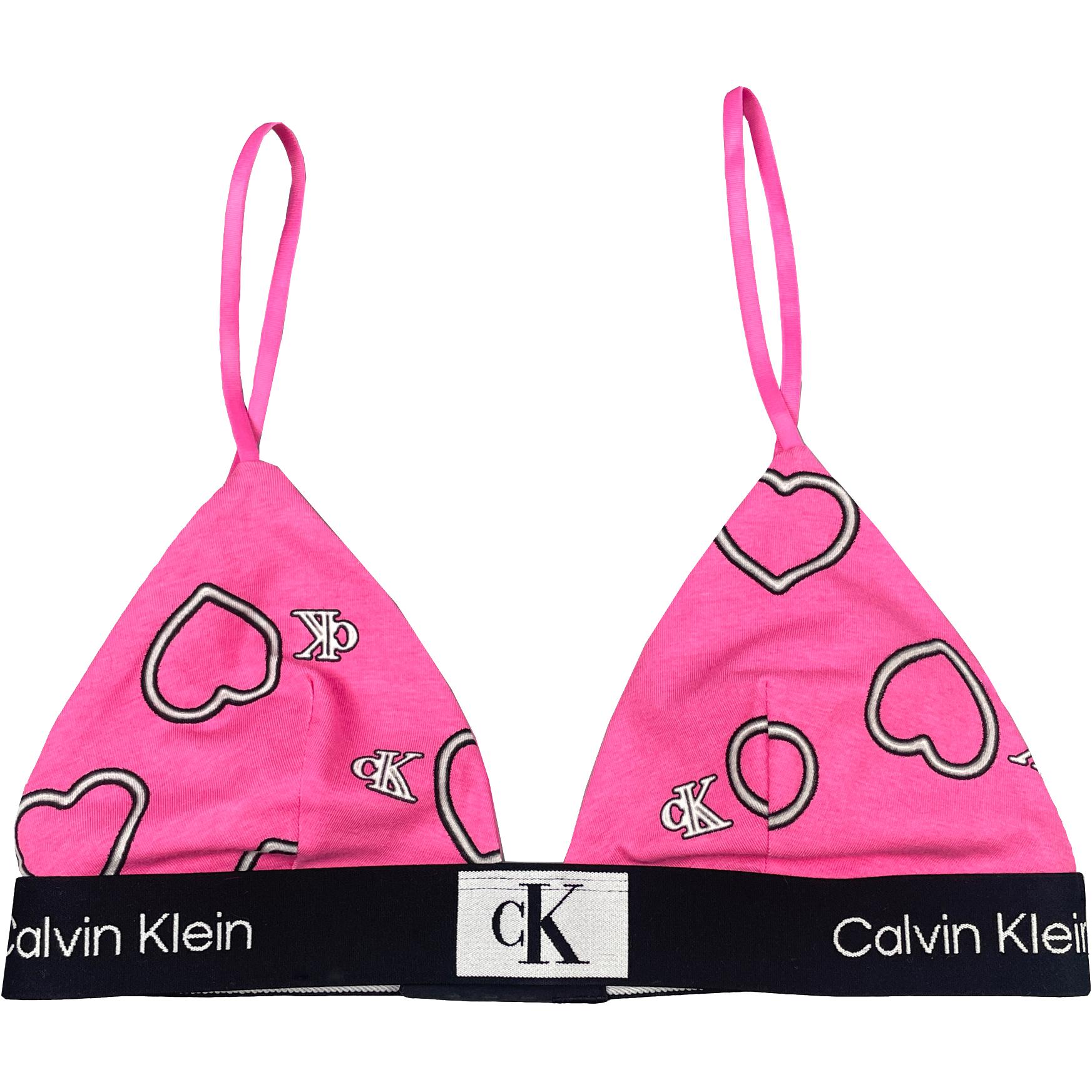 

Calvin Klein Letter Fixed Double Shoulder Strap V-Shaped Triangle Cup Bra Women bra Pink QF7478-660 M