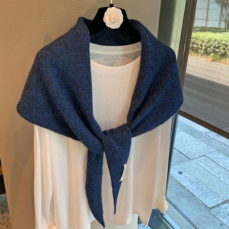 Solid Color Triangular Scarf, Brushed Shawl, Oversized Outer Layer, Autumn and Winter Korean Warm Triangular Scarf, Knitted Scarf