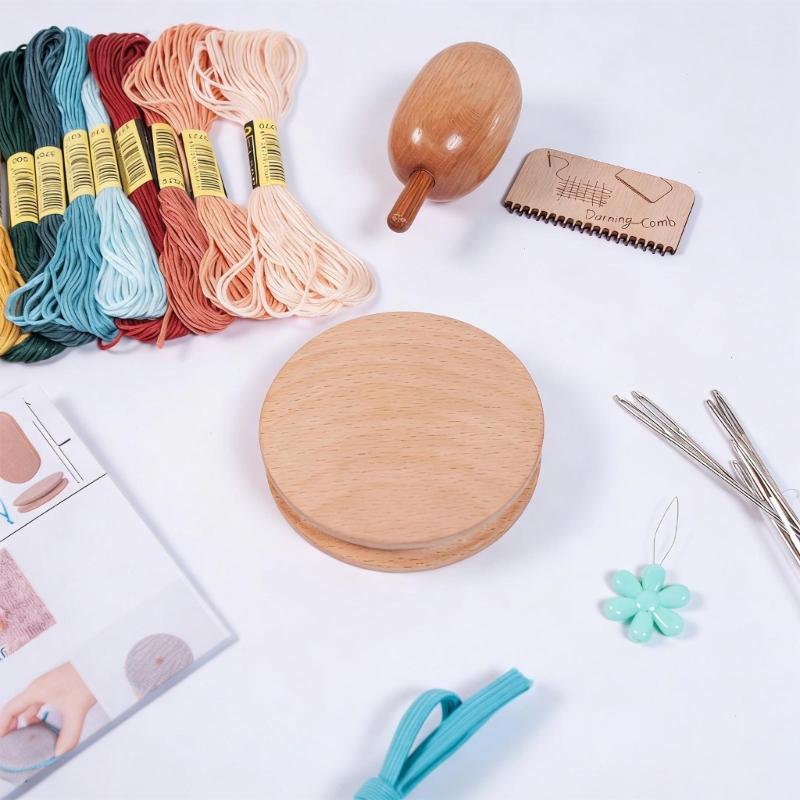 Wood and Stainless Steel Darning Board Set for Professional Clothing Hole Repair Tasks Including Polyester Thread