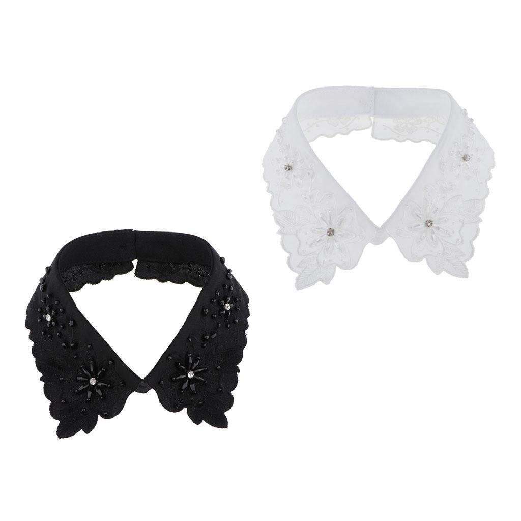 Women Rhinestone Faux Collar Detachable Necklace Shirt Accessories Lightweight Crystal Flower for Garment Decoration