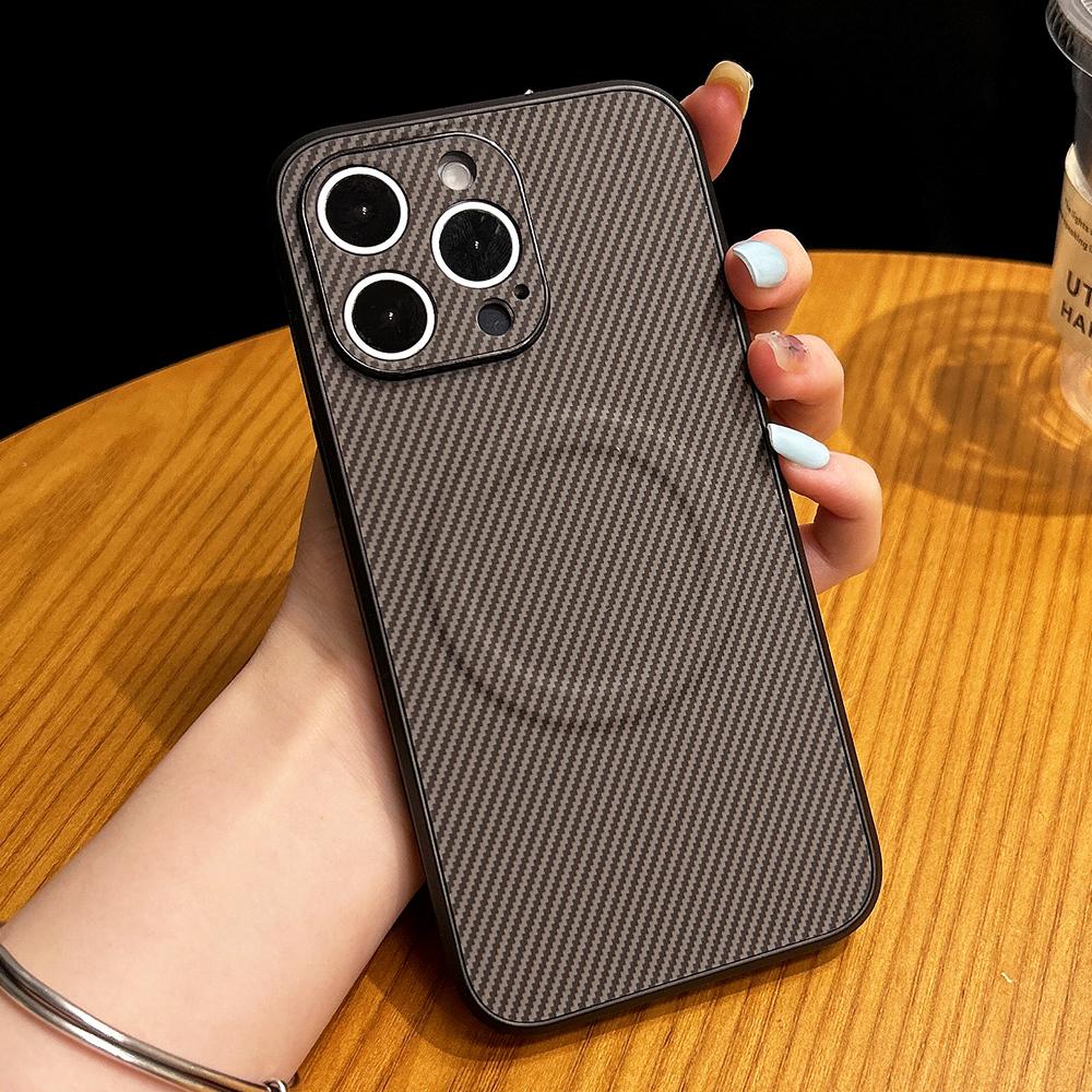 Magnetic Ultra Thin Carbon Fibre Pattern For Magsafe Wireless Charge Case For iPhone 15 11 12 13 14 Pro Max Plus Slim Hard Cover