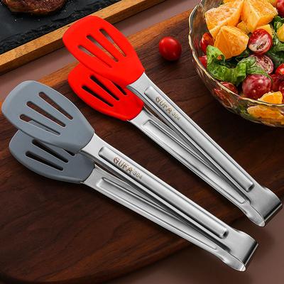Silicone Hollow Head BBQ Tongs Bread Steak Clips Nonstick Meat Salad Clamp for Home Cooking Utensils Kitchen Accessories