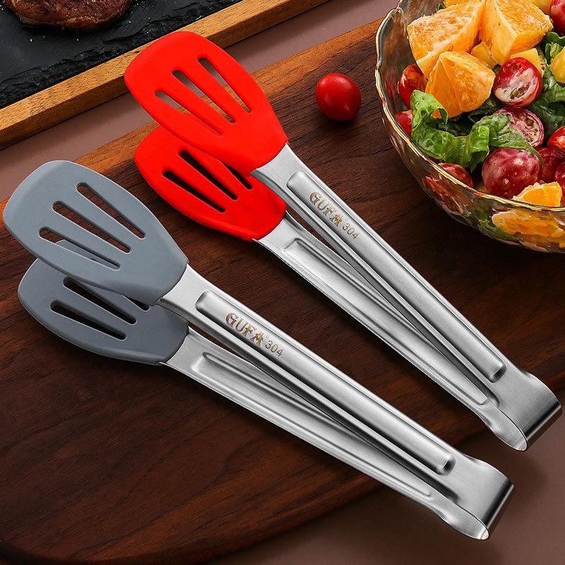 Silicone Hollow Head BBQ Tongs Bread Steak Clips Nonstick Meat Salad Clamp for Home Cooking Utensils Kitchen Accessories