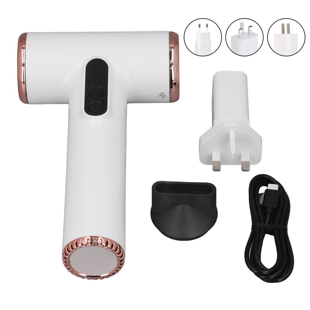 Cordless Hair Dryer USB Rechargeable Powerful 200W Fast Drying Blow Dryer with Nozzle for Home Trave