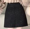 Girls' Sequin Tweed High-Waist A-line Skirt - Irregular Hip-Hugging Design for Autumn/Winter
