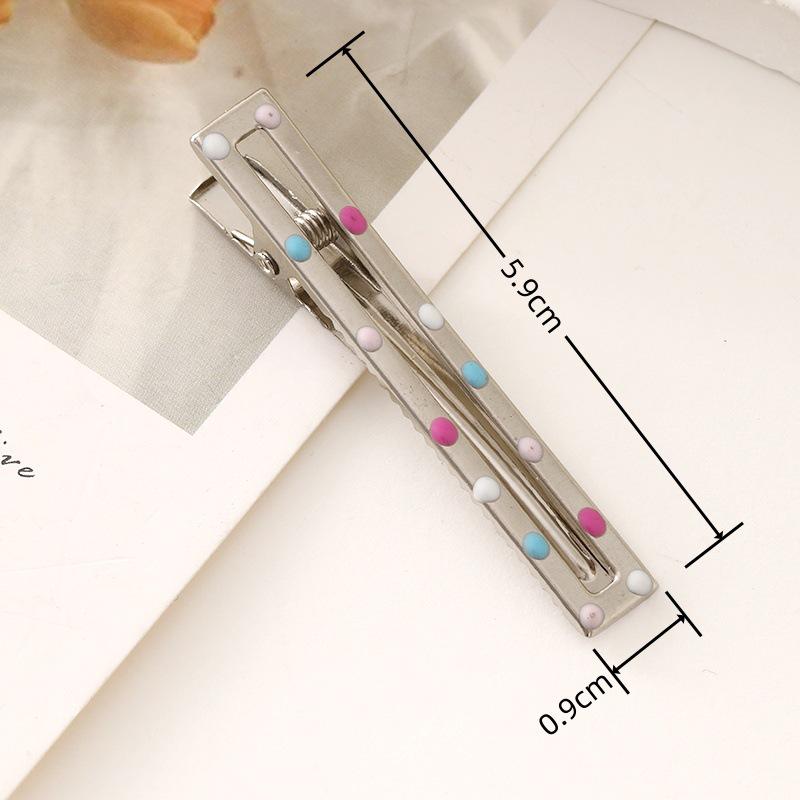 6cm Colored Polka Dot Metal Hair Clip, Side/Duckbill/Straight Clip, Cloud-Style Bangs Clip, Handmade Hair Accessory