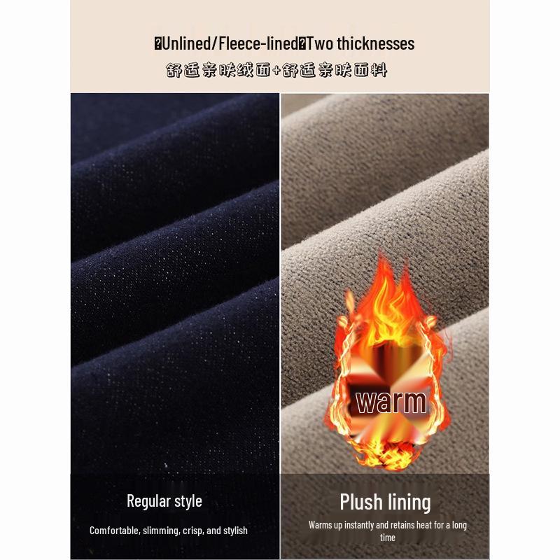 Women's Retro High-Waisted Wide-Leg Jeans, Denim Blue, Plus Velvet, 2025 Autumn/Winter Collection.