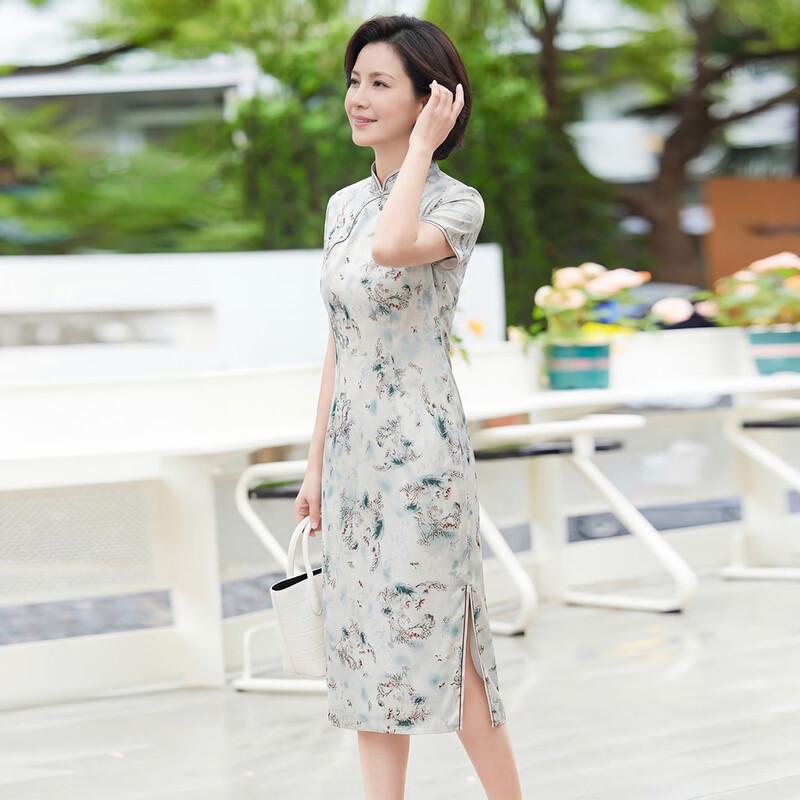 Haoyi Women's Elegant Printed New Chinese Style Qipao Dress
