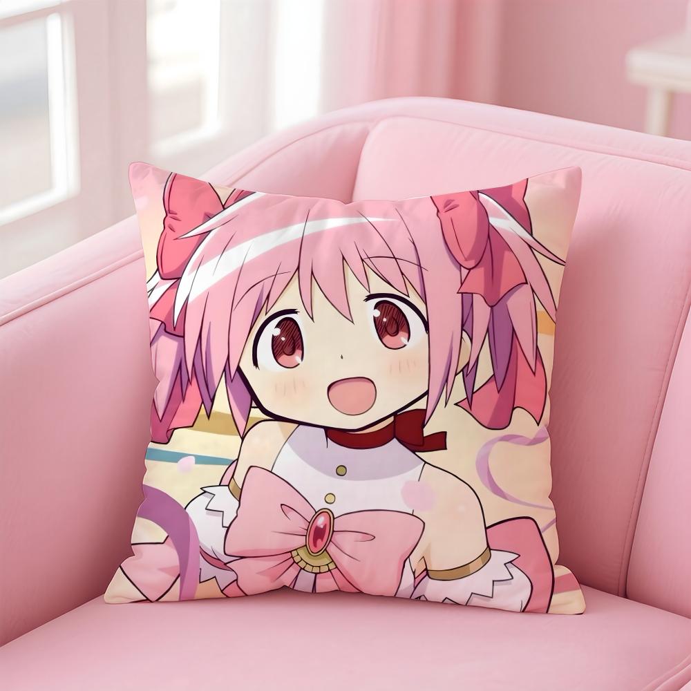 Anime Puella Magi Madoka Magica Cushion Cover Comfortable Reversible Pillow Cover Ideal for Car Sofa Bedroom & Beyond