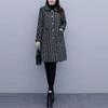 Plus Size Women's Autumn and Winter Plus Size Jacket Women's Loose and Thin Mid-length Plaid Coat