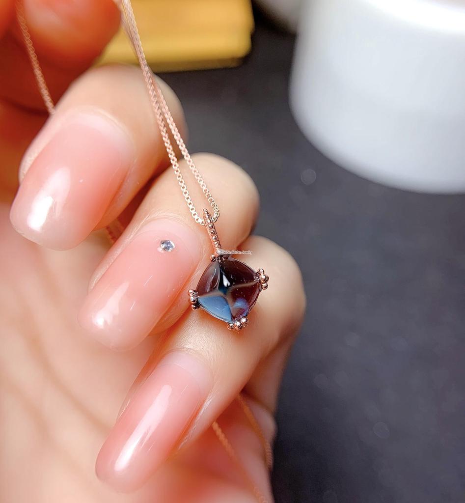 S925 Silver Rhodium/Rose Gold/Gold Empty Ring Pendant Setting: Square 6x6/7x7/8x8mm