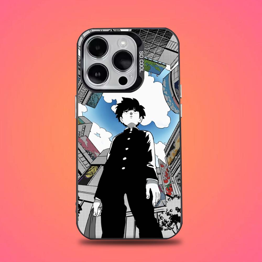 Mob Psycho 100 Cartoon Phone Case For iPhone 16,15,14,13,12,11,Pro,Max,Plus,Mini,XS,SE Anti Fall Black Matte Hard Bumper