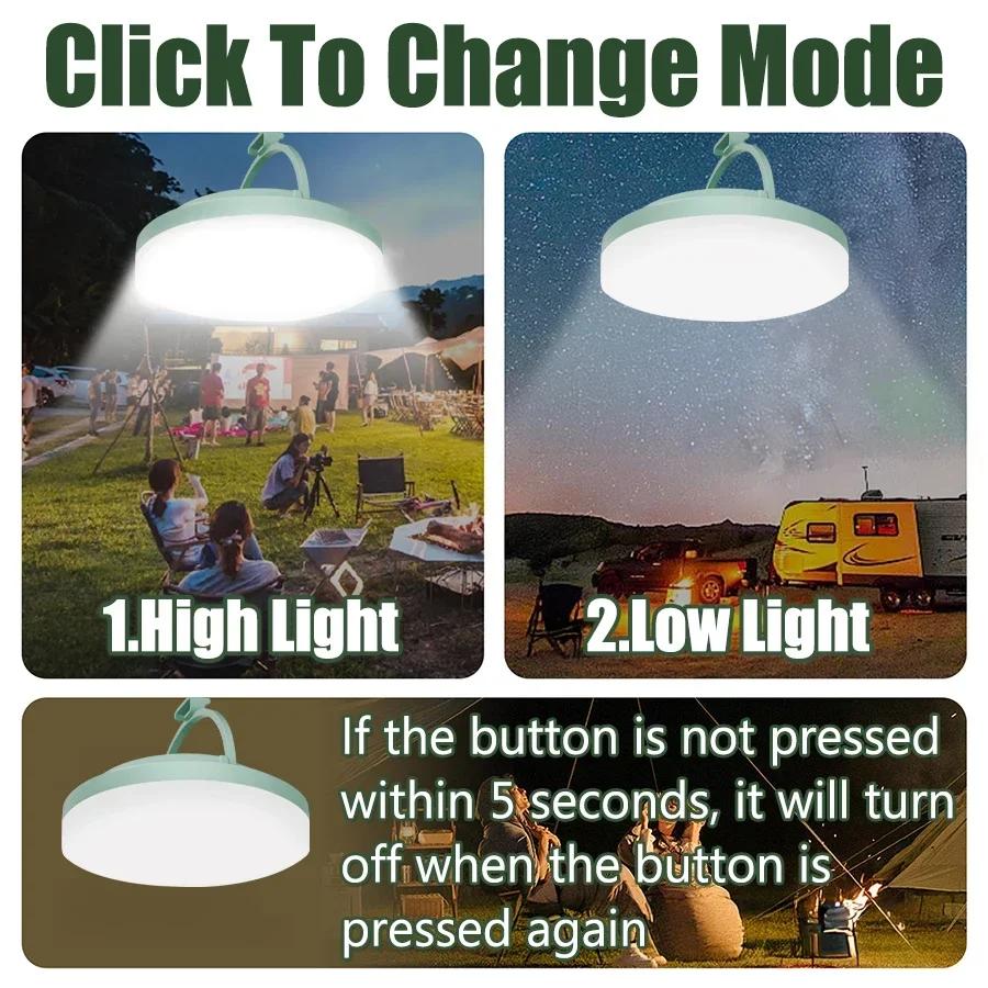 Super Bright LED Camping Light USB Rechargeable 7500mAh Emergency COB Floodlight Outdoor IP65 Waterproof Hanging Tent Light