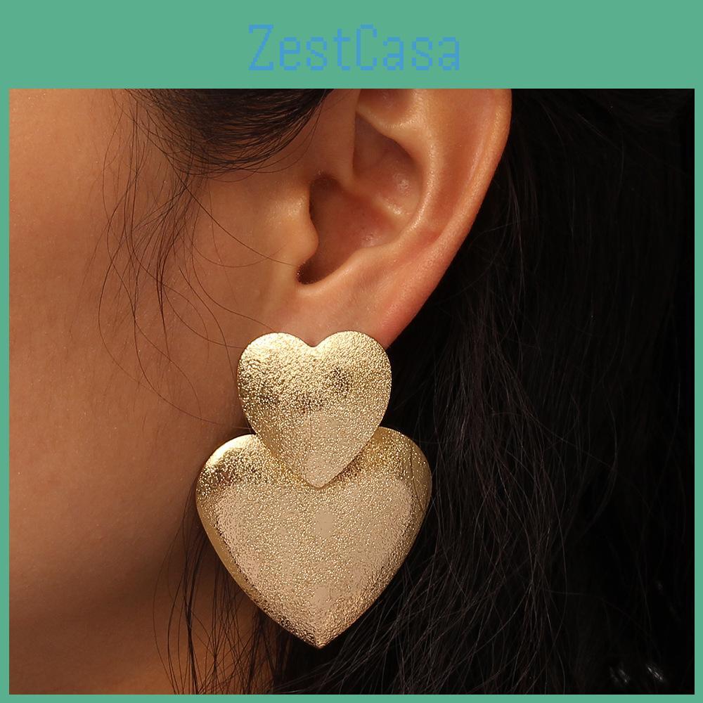Metal Heartshaped Earrings For Women Fashion Geometric Design Gift Wedding