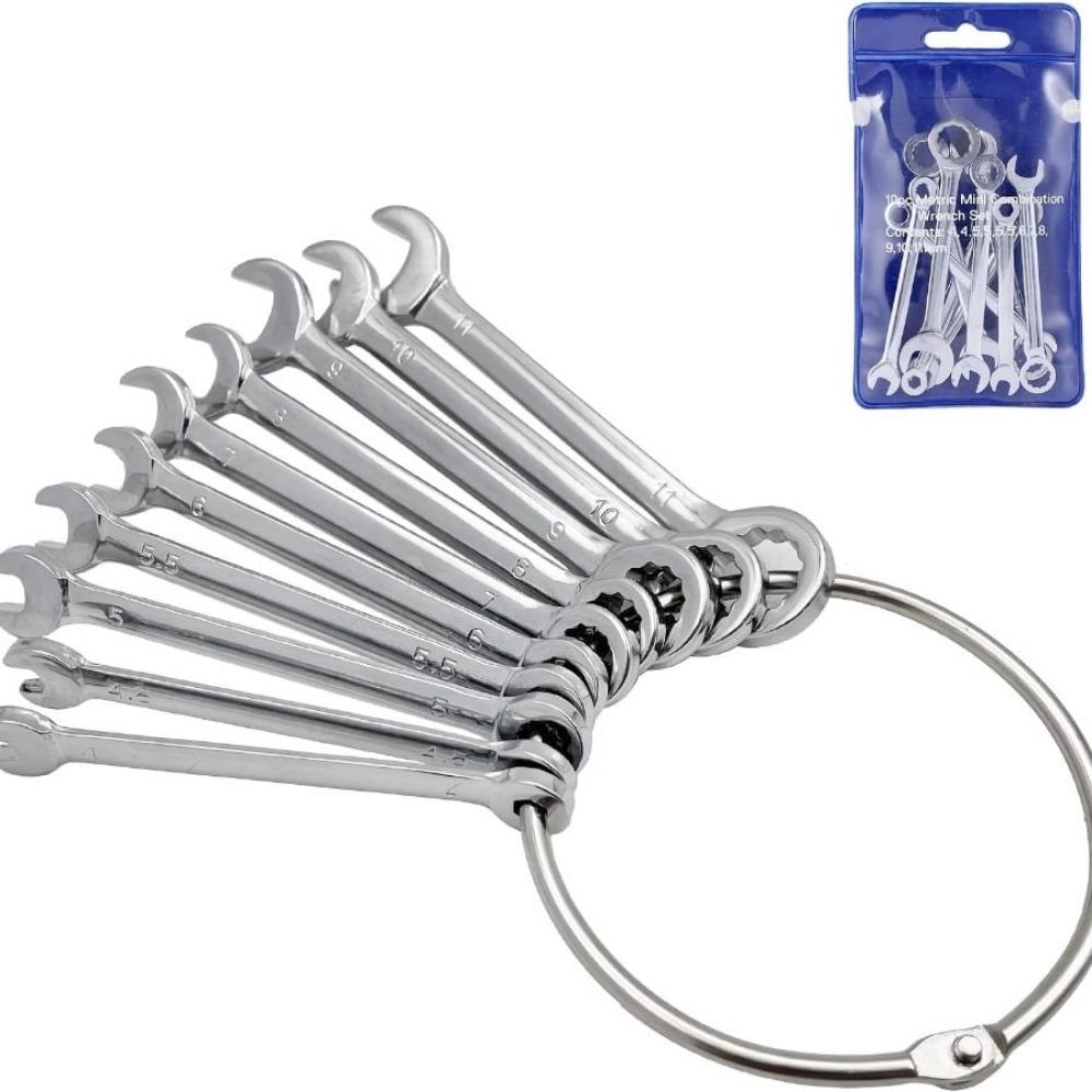 

10 шт., набор мини-гаечных ключей, брелок для ключей, взрывозащищенные карманные ключи британского/метрического типа one-size синий