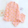 Love crepe lapel pajamas women's spring and summer thin long-sleeved cardigan set large size loose and comfortable loungewear
