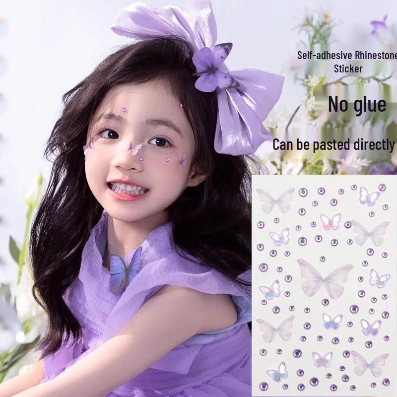Children's Day Butterfly Fairy Face Stickers: Adhesive-Free, Self-Adhesive Diamond Stickers for Stage Makeup and Concerts
