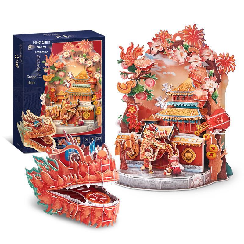Lecube Forbidden City 3D Puzzle: Awakening Dragon Lion Dance, 2024 New Year Gift for Adults & Kids, National Tide Toy.
