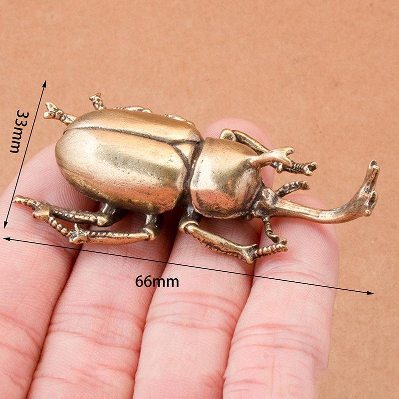 3 Style Available Beetles Miniature Figurine Small Desk Decoration Vintage Copper Insect Tea Pets Ornament Home Decor Accessory