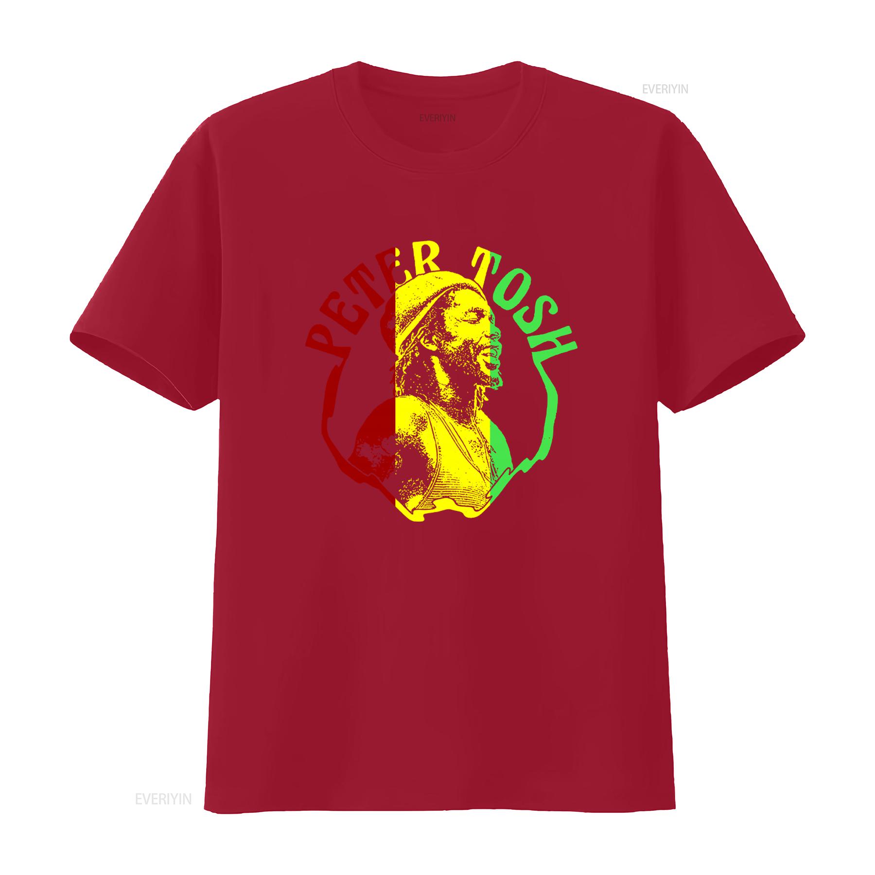 Peter Tosh Print Reggae Music Inspired Jamaican Style T Shirt vintage Washed Top For Everyday Wear graphic Unisex Versatile S
