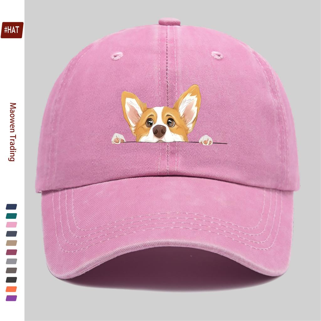 pc Cute Corgi Dog Print Baseball Cap Lightweight Summer Casual Holiday Printed YK Design Sun Hat Comfortable And Lightweight