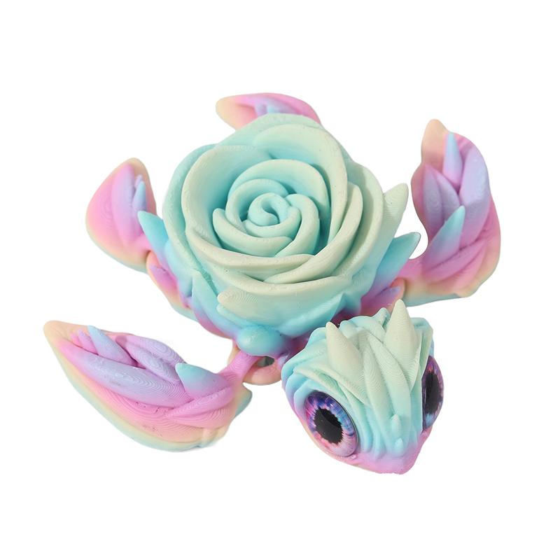 Rose Turtle 3D Printed Articulating Turtle Fidget Toy Joint Movable Model Stress Relief Sea Turtle Figurine Landscape Decoration
