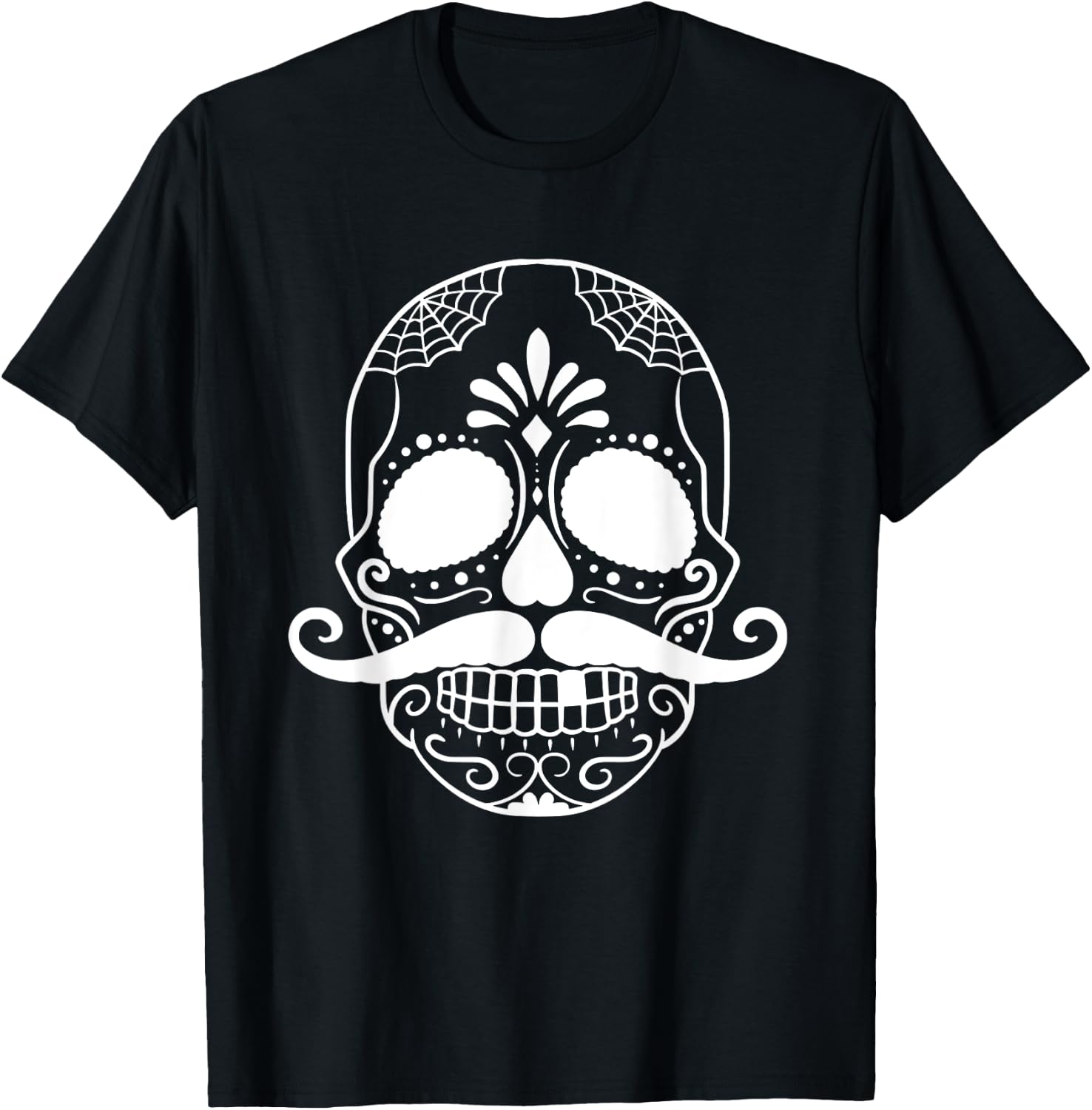 Mustache Sugar Skull Calavera Day of The Dead Halloween T-Shirt XXXXL