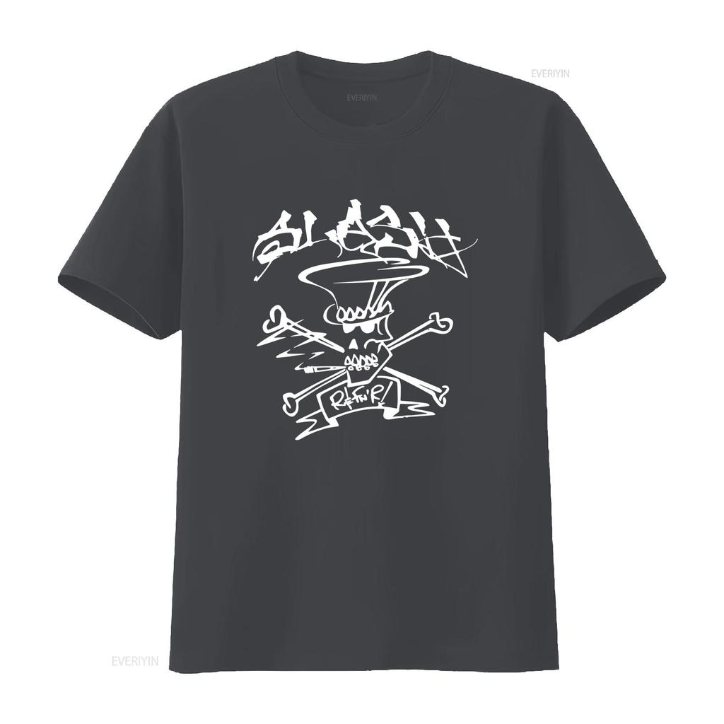 Slash Skull Crossbone Drawing R FNR Mens Heavy Metal Music Merch T Shirt Vintage Washed Casual Stretched Unisex Versatile
