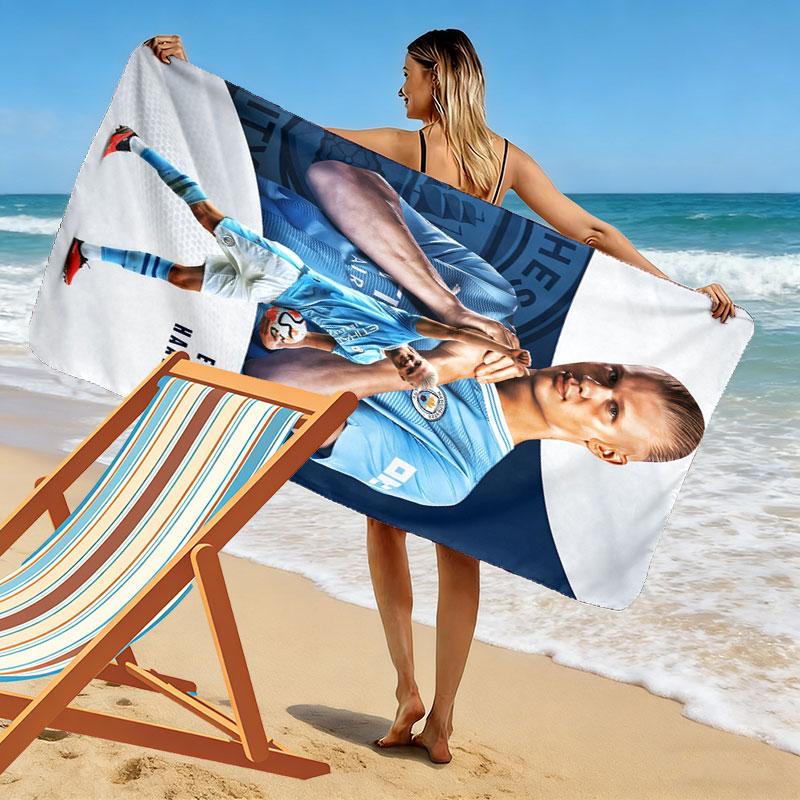 Erling Braut Haaland Print Beach Towel, Large Soft Quick Dry Towel for Beach Camping Swimming